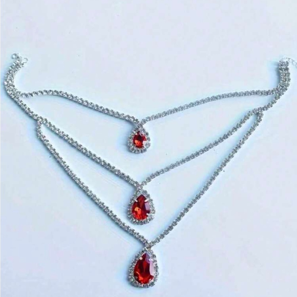Radiant Red and Silver Layered Necklace